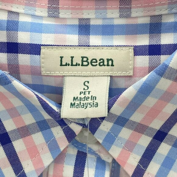 L.L. Bean 3/4 Sleeve Pink/Blue Button Up Shirt Women's Size Petite S - Picture 2 of 8